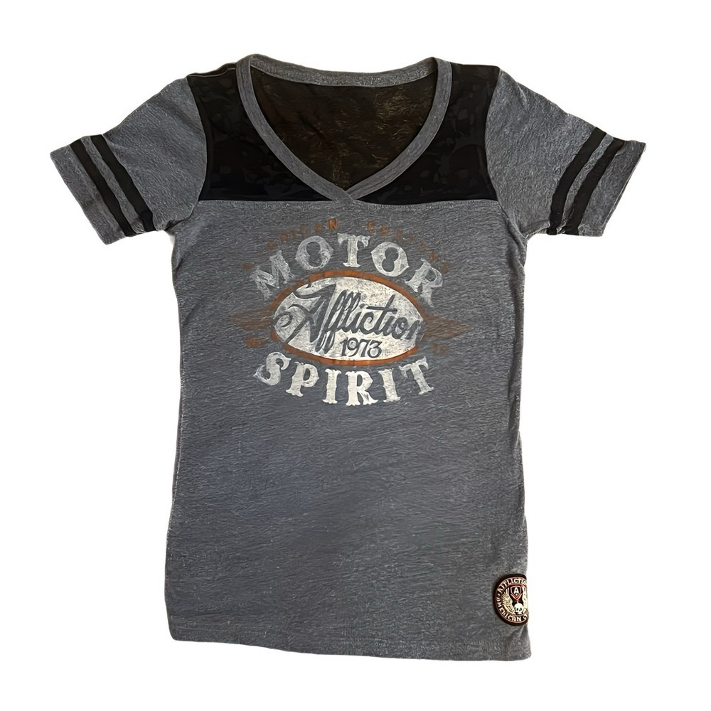Y2K Motor Affliction Vintage Womens Tee Skull Detail  Bikerwear Rockwear Size M